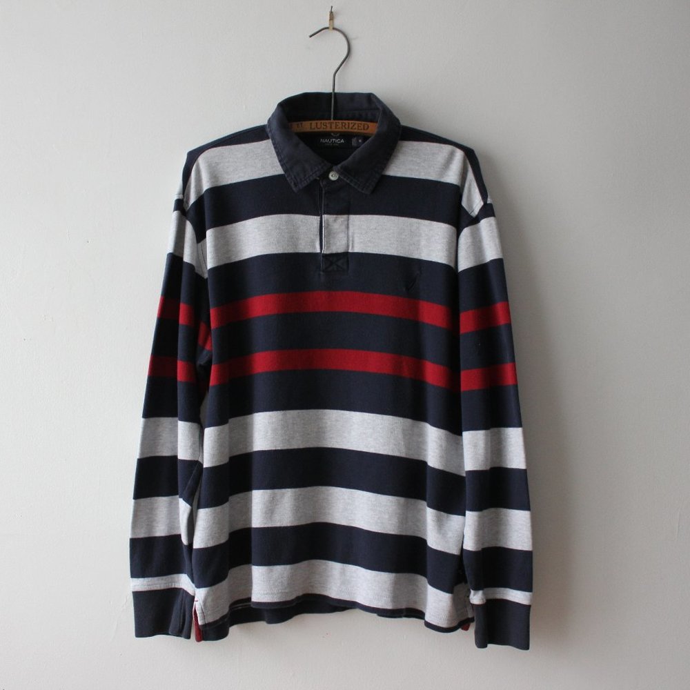 Nautica Striped Long Sleeves Polo Shirt